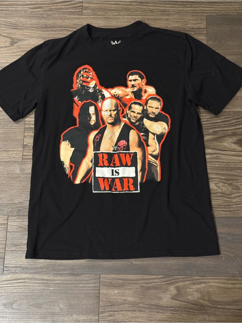 WWE RAW Is War Black Tee with Red & White Artwork